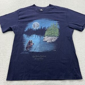 Vintage 90s Bara-Qu-Da Cape Breton Highlands National Park T-Shirt Navy Blue XL
